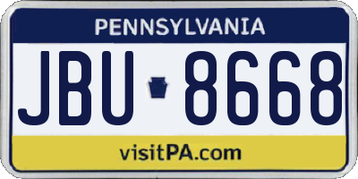 PA license plate JBU8668