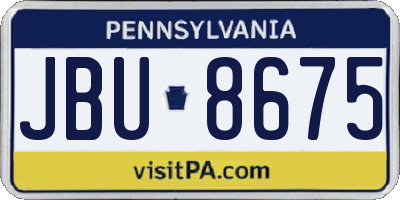PA license plate JBU8675