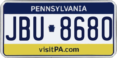 PA license plate JBU8680