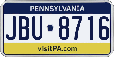 PA license plate JBU8716