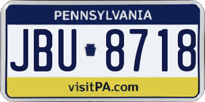 PA license plate JBU8718