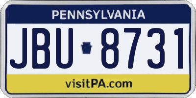 PA license plate JBU8731