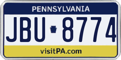 PA license plate JBU8774