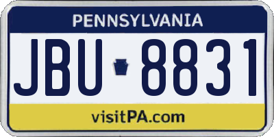 PA license plate JBU8831