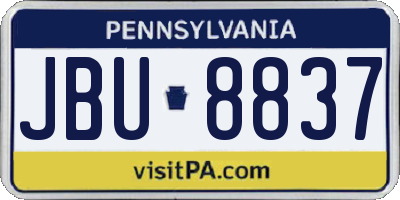 PA license plate JBU8837