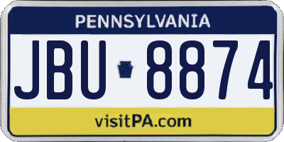 PA license plate JBU8874