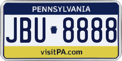 PA license plate JBU8888