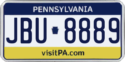 PA license plate JBU8889