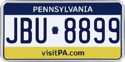 PA license plate JBU8899