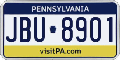 PA license plate JBU8901