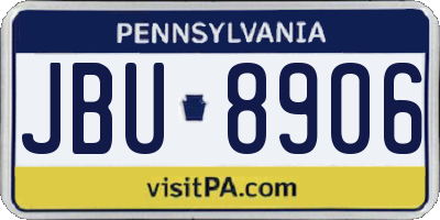 PA license plate JBU8906