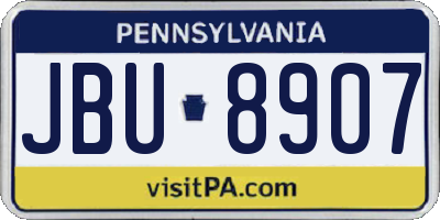 PA license plate JBU8907