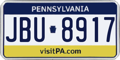PA license plate JBU8917