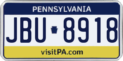 PA license plate JBU8918