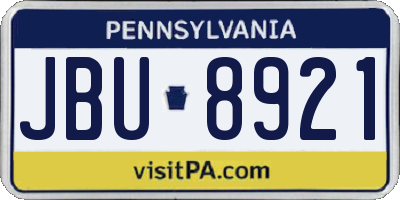 PA license plate JBU8921