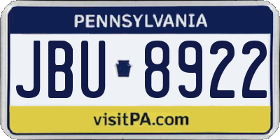 PA license plate JBU8922