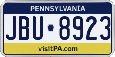 PA license plate JBU8923