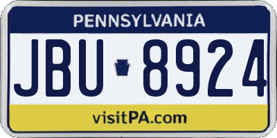 PA license plate JBU8924
