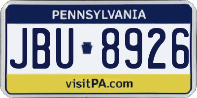 PA license plate JBU8926