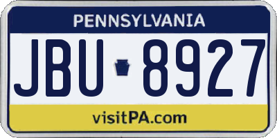 PA license plate JBU8927