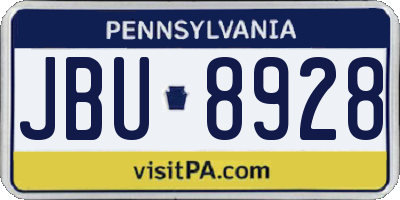 PA license plate JBU8928