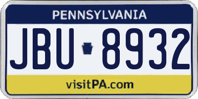 PA license plate JBU8932