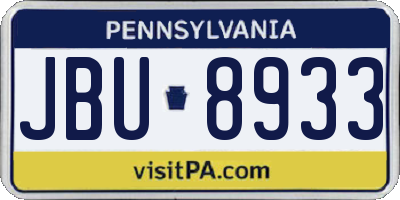 PA license plate JBU8933