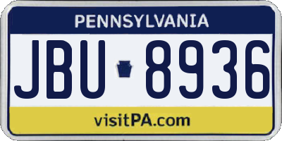 PA license plate JBU8936