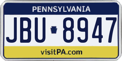 PA license plate JBU8947