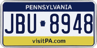 PA license plate JBU8948