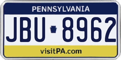 PA license plate JBU8962