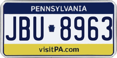 PA license plate JBU8963