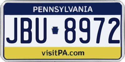 PA license plate JBU8972