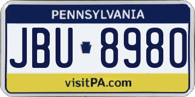 PA license plate JBU8980