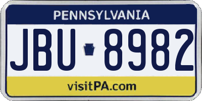 PA license plate JBU8982