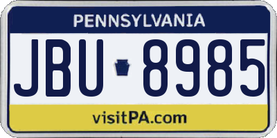 PA license plate JBU8985