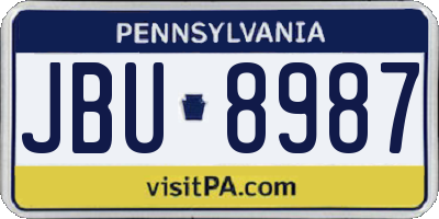 PA license plate JBU8987