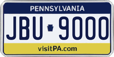 PA license plate JBU9000