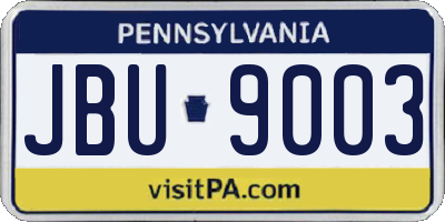 PA license plate JBU9003