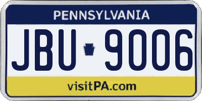 PA license plate JBU9006