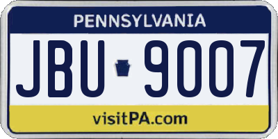 PA license plate JBU9007