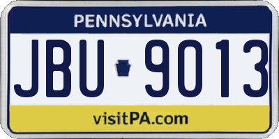 PA license plate JBU9013