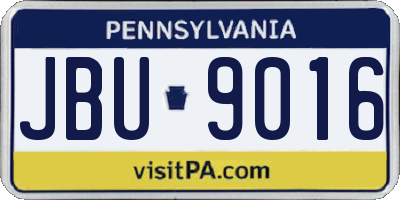 PA license plate JBU9016