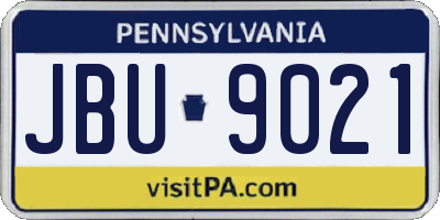PA license plate JBU9021