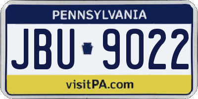 PA license plate JBU9022