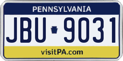 PA license plate JBU9031