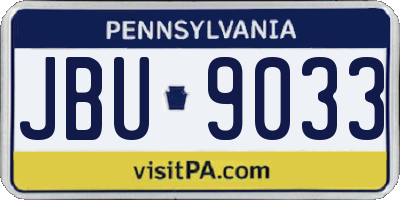 PA license plate JBU9033