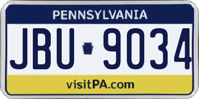 PA license plate JBU9034