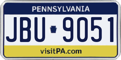 PA license plate JBU9051