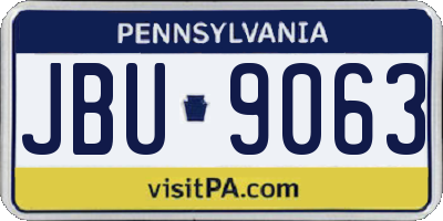 PA license plate JBU9063